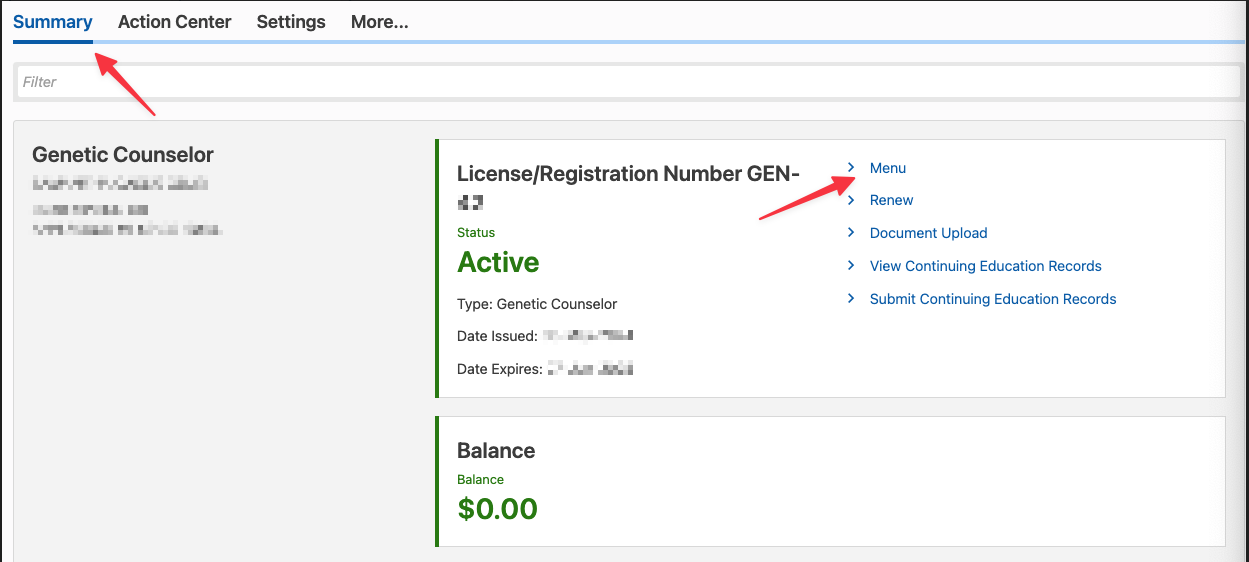 Click the Menu button