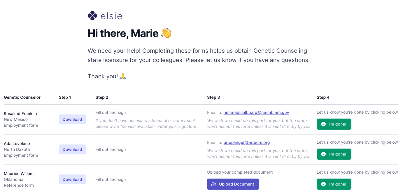 Step by step instructions that make it easy for supervisors and references to fill out state forms